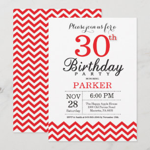 aniversário de 30 anos Convite Red Chevron
