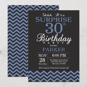 aniversário de 30 anos de Convite Surpresa Preto 