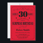aniversário de 30 anos de Convite Surpresa Preto e<br><div class="desc">Surpresa aniversário de 30 anos de Convite para Tipografia Negra e Vermelha. Fundo preto e vermelho. Aniversário Adulto. Homens ou Mulheres Aniversário. Meninos Meninos ou Meninas Meninas Meninas Adolescentes Convidam. 13 15 16º 18º 20 21rua 30 40º 50º 60º 80 de 70 100º. Qualquer Idade. Para mais personalização, clique no...</div>