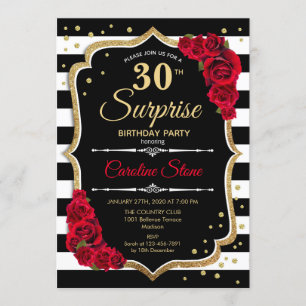 aniversário de 30 anos de Convite Surpresa Vermel