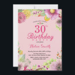 aniversário de 30 anos Floral Convite para Mulhere<br><div class="desc">Convite para aniversário de 30 anos Floral para Mulheres. Camada De Fundo De Cor De Água,  Cor De Rosa.
Para mais personalização,  clique no botão "Personalizar" e use a ferramenta design para modificar este modelo.</div>