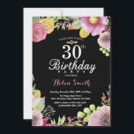aniversário de 30 anos Floral Convite para Mulhere<br><div class="desc">Convite para aniversário de 30 anos Floral para Mulheres. Fundo do quadro negro,  branco,  cor de água. Para mais personalização,  clique no botão "Personalizar" e use a ferramenta design para modificar este modelo.</div>