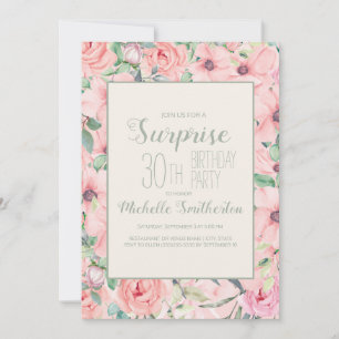 Aniversário de 30 anos Floral em Aquarela Rosa e V