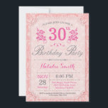 Aniversário de 30 anos Floral - Rosa de Convite pa<br><div class="desc">Convite para aniversário de 30 anos Floral. Patten Flor Rosa. Mulheres,  Senhora,  Aniversário da Garota. 13 15 16º 18º 20 21rua 30 40º 50º 60º 80 de 70 100º,  qualquer idade. Para mais personalização,  clique no botão "Personalizar" e use nossa ferramenta de design para modificar este modelo.</div>