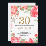 aniversário de 30 anos Floral Vermelho Convite Dou<br><div class="desc">Red Floral aniversário de 30 anos Convite para Mulheres. Flor Botânica De Aquarela. Dourada Glitter. Flores Florais De Peões Rosa. Aniversário Adulto.
Para mais personalização,  clique no botão "Personalizar" e use a ferramenta design para modificar este modelo.</div>
