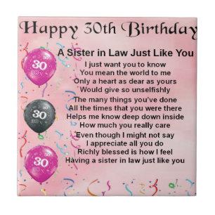Aniversário de 30 anos - irmã no poema da lei