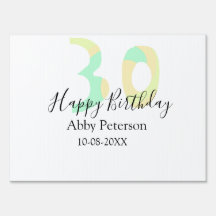aniversário de 30 anos letra negrito pastel amarel