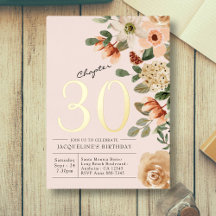 Aniversário de 30 anos Vintage Floral Pêssego Capí