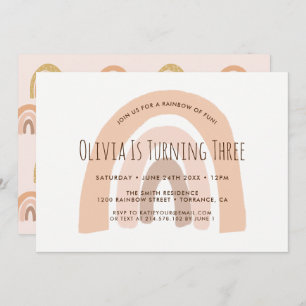 aniversário de 3 anos Boho Pastel Convite