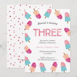 aniversário de 3 anos | Convite para Sorvete de pi