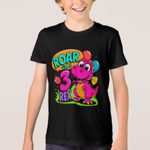 aniversário de 3 anos Dinossauro Roar Eu sou Três 