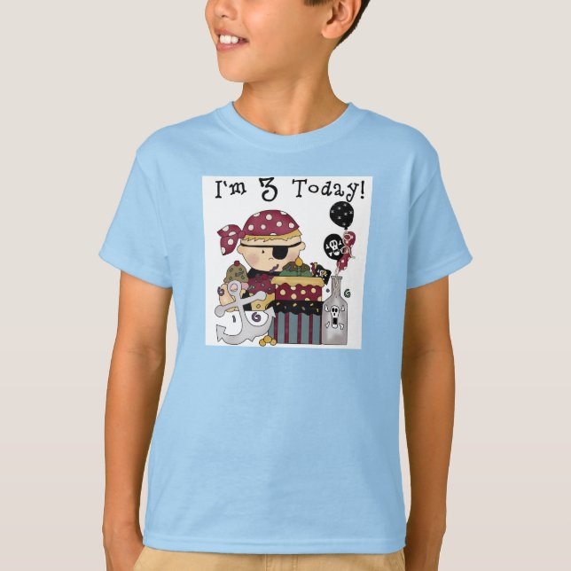 aniversário de 3 anos Pirate Camisetas e presentes (Frente)