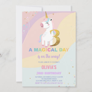 aniversário de 3 anos Unicorn - Convites de Aniver