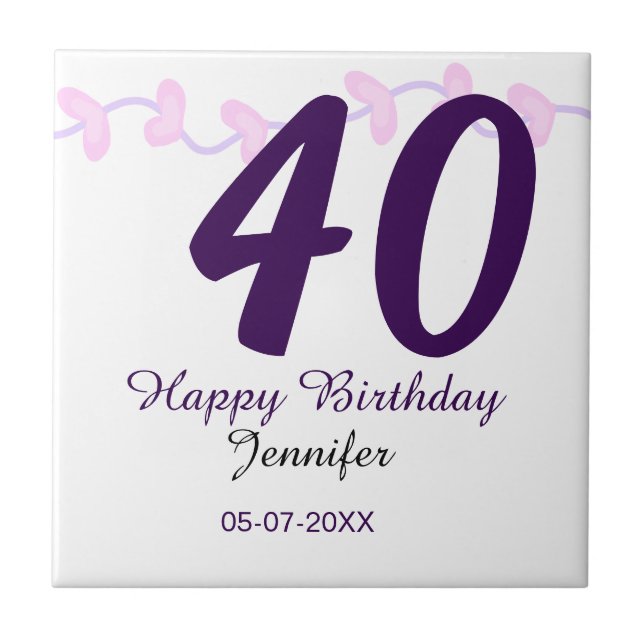 aniversário de 40 anos adicione nome data ano flor (Frente)