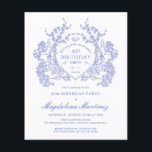 ANIVERSÁRIO DE 40 ANOS azul Pancete Floral do ORÇA<br><div class="desc">Uma elegante crista floral azul-vintage francesa toma palco central neste convite de aniversário de eterno. Ornamentado,  formal e muito feminina fará qualquer dama de aniversário se sentir muito especial. Os suprimentos da parte coordenadora estão disponíveis.</div>