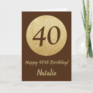 Aniversário de 40 anos Castanho e Cartão Brilhan