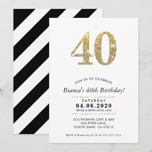ANIVERSÁRIO DE 40 ANOS CONVITE a brilho do ouro mo