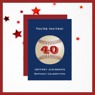 aniversário de 40 anos Convite de festas Baseball