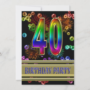 aniversário de 40 anos convite de festas com bolha