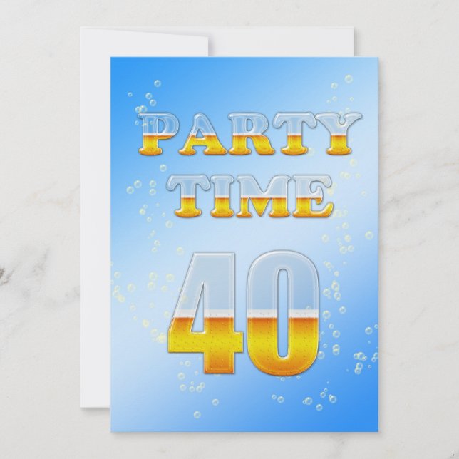 aniversário de 40 anos convite de festas com cerve (Frente)