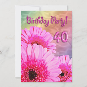 aniversário de 40 anos convite de festas com flore