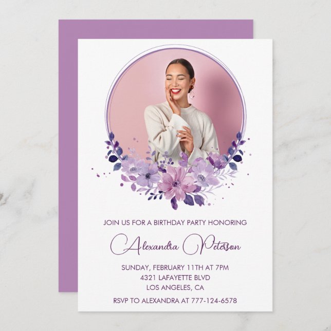 aniversário de 40 anos convite Foto Elegante Boho  (Frente/Verso)