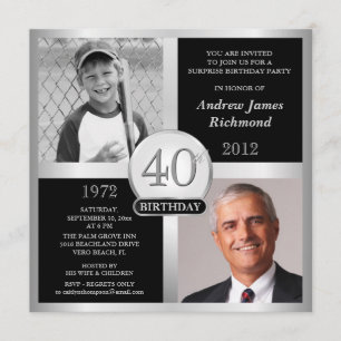 aniversário de 40 anos - Convites Então e Agora