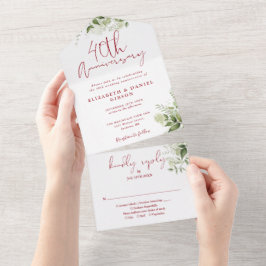 Aniversário de 40 Anos de Casamento Verde Floral