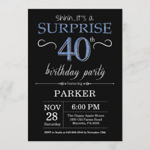 aniversário de 40 anos de Convite Surpresa Preto