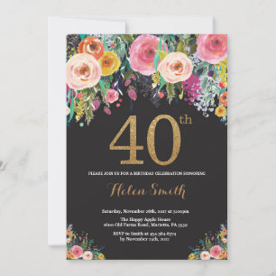 Aniversário de 40 anos de Floral Convite Dourado G