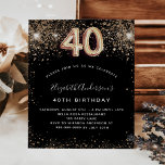 Aniversário de 40 anos de orçamento convite para b<br><div class="desc">Um convite moderno, na moda e glamouroso para um aniversário de 40 anos. Um fundo preto decorado com falso brilho. O nome é escrito com um moderno ouro escrito com letras no estilo à mão. Personalize e adicione os detalhes da sua festa. O número 40 é escrito com uma fonte...</div>