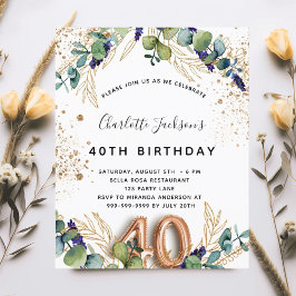 Aniversário de 40 anos de orçamento eucalipto verd