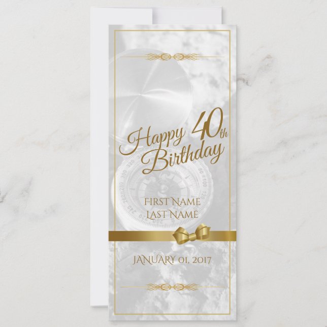 Aniversário de 40 anos feliz com arco ouro (Frente)