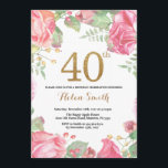 aniversário de 40 anos Floral Convite Dourado Glit<br><div class="desc">Convite para aniversário de 40 anos Floral para Mulheres. Flor Botânica De Aquarela. Dourada Glitter. Flores Florais De Peões Rosa. Aniversário Adulto.
Para mais personalização,  clique no botão "Personalizar" e use a ferramenta design para modificar este modelo.</div>