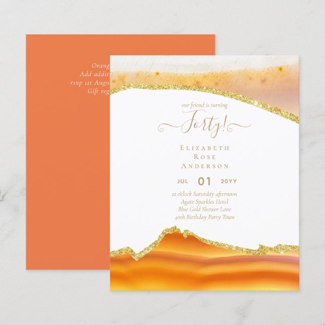 aniversário de 40 anos Invoca Glamor Girly Modern  (Frente/Verso)