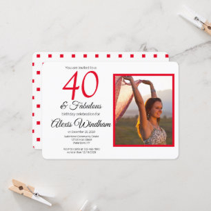 aniversário de 40 anos moderno convite com foto