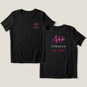Aniversário de 40 anos Nome Personalizado Preto Ro