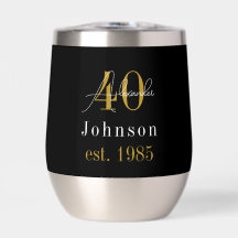 Aniversário de 40 anos preto personalizado Dourado