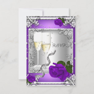 Aniversário de 40 anos RSVP Prata Rosa Roxo