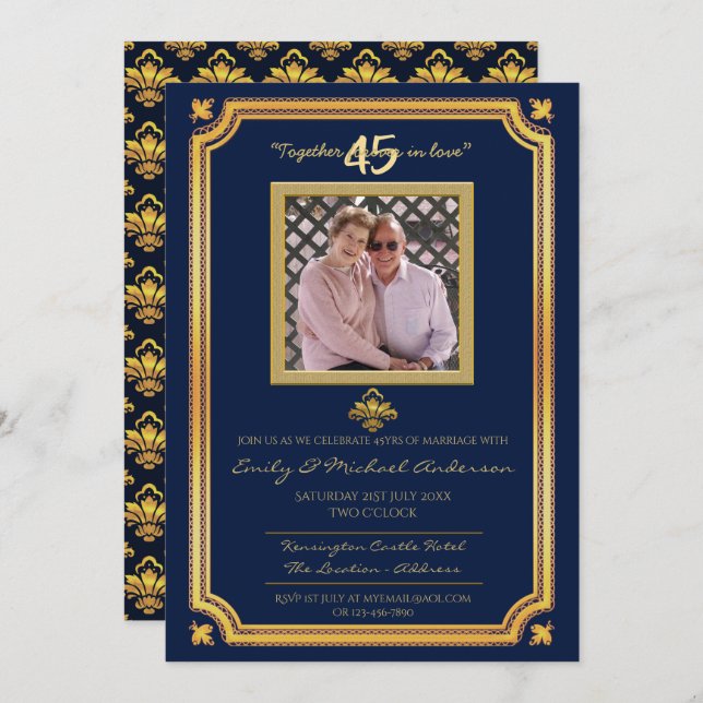 Aniversário de 45 anos de Casamento - Convites ADD (Frente/Verso)