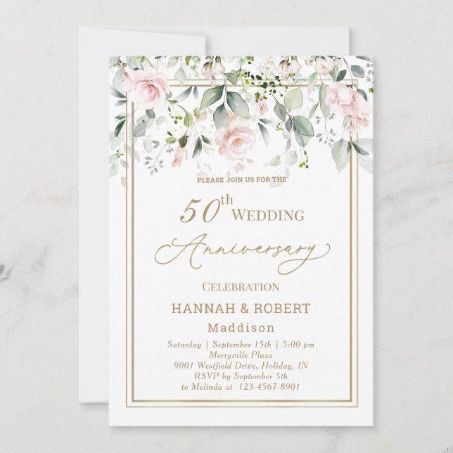 Aniversário de 50 anos de casamento - Convite de r (Frente)