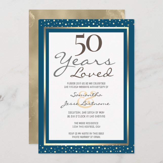 Aniversário de 50 anos de Casamento - Convite Eleg (Frente/Verso)