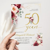Aniversário de 50 Anos de Casamento Elegante Burgu