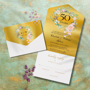 Aniversário de 50 anos de Casamento Monograma Flor