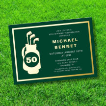 Aniversário de 50 anos de Golfe Elegante Dourado