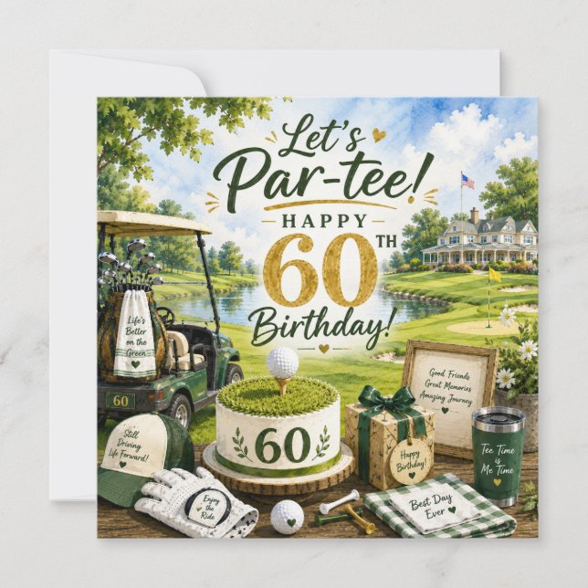 Aniversário de 60 anos de golfe com carrinho de go (Frente)