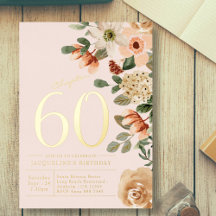 Aniversário de 60 anos Vintage Floral Pêssego