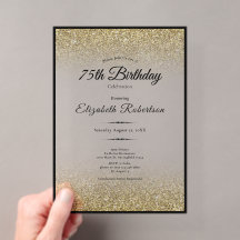 Aniversário de 75 anos com brilho preto e dourado