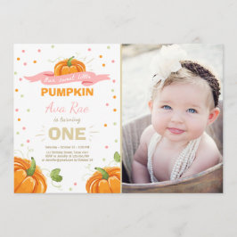 Aniversário de Abóbora Convite Rosa Primeiro Anive