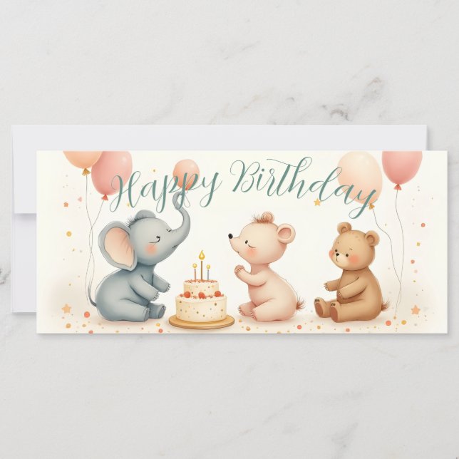 Aniversário de Animal com Balões (Frente)